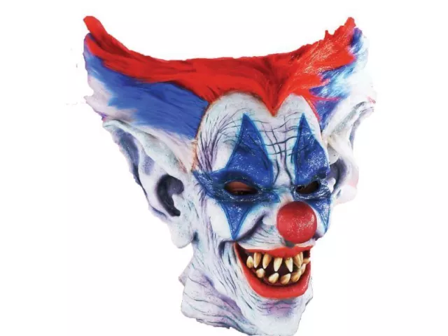 Out Of Control Clown Mask Halloween Prop Circus Carnival Red Blue Haunted House