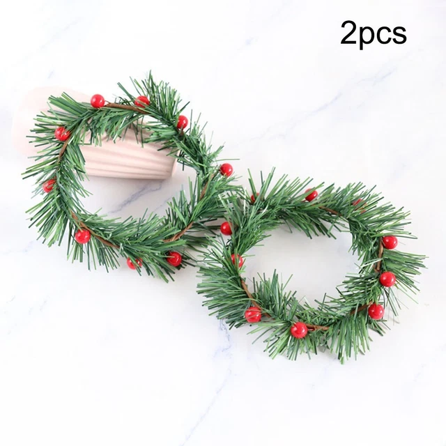 Corona porta sospesa aghi simulazione Natale bacche decorazione ghirlanda