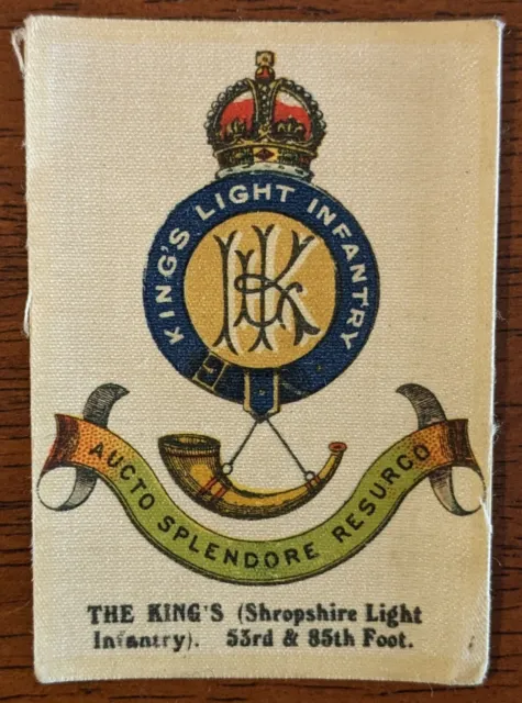 c. 1914 Badges Of The British Army Silk Cigarette Card Shopshire Light Infantry