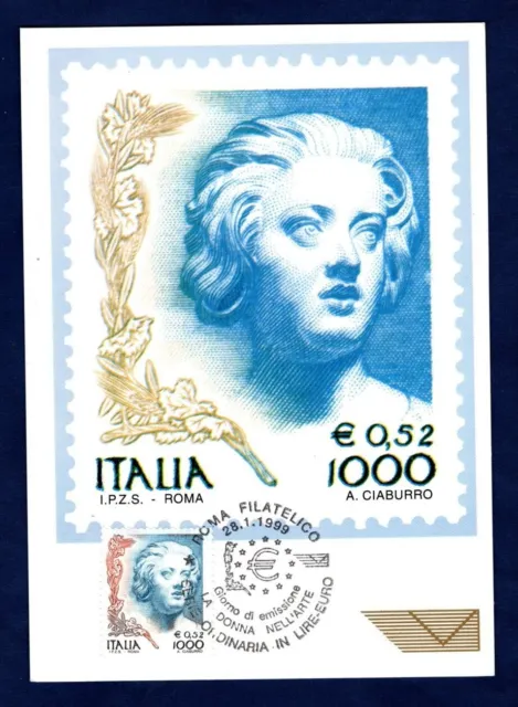 Italia 1999 Cartolina Maximum La Donna Nell'arte Da Lire 1.000 - € 0,52