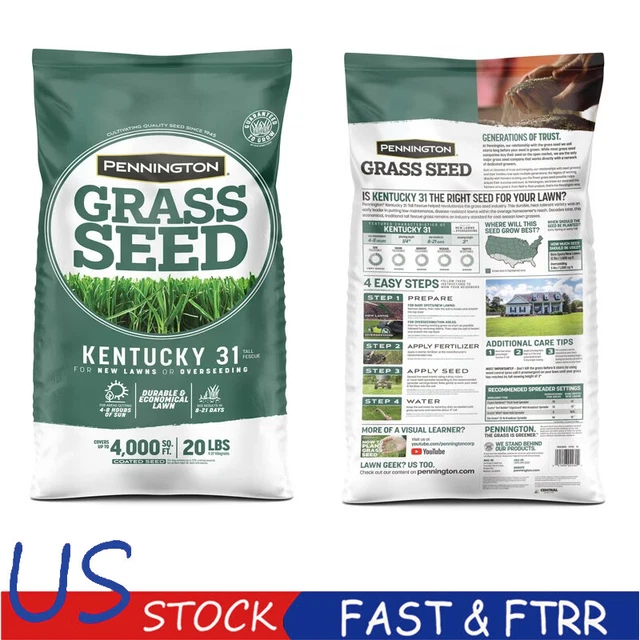 31 TALL FESCUE Grass Seed for Sun to Partial Shade 20 lb Covers 4,000