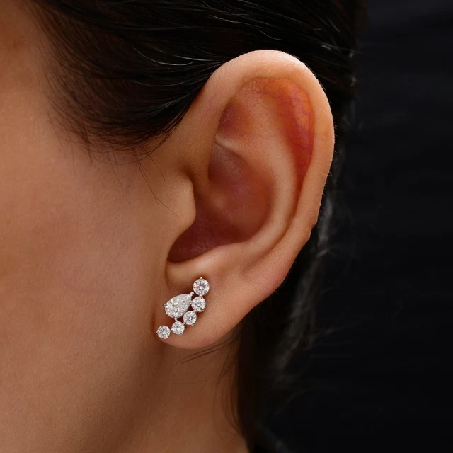 Boucles D'oreilles Solitaires Diamant Blanc 8,20 Ct – Poire, Argent 925, Certification IGTLR, Fait Main