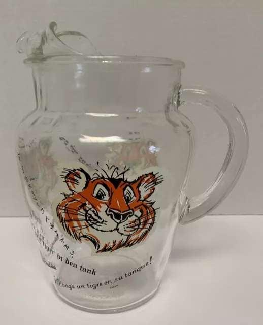 Vintage Exxon Esso Tiger Two Quart Pitcher  1960’s Tiger In Your Tank