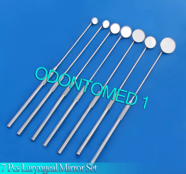 Set Of 7 Laryngeal Boilable Hygiene Dental Mirrors With Handle #0,1,2,3,4,5,6