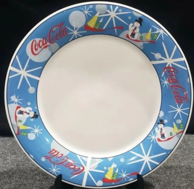 Coca-Cola LAUGHING SNOWMAN Stoneware 10.25"  Dinner Plate ECU
