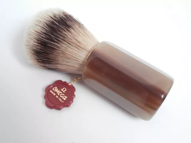 OMEGA Dachs Rasierpinsel Bester SILBERSPITZ OX HORN TOP Shaving brush Octagonal!