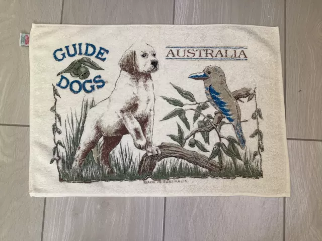 Vintage Tea towel Australian Guide Dogs Kookaburra Made In Australia