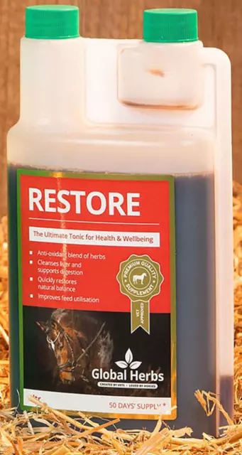 Global Herbs Restore Liquid Ultimate Liver Tonic Immune Support Horse Supplement