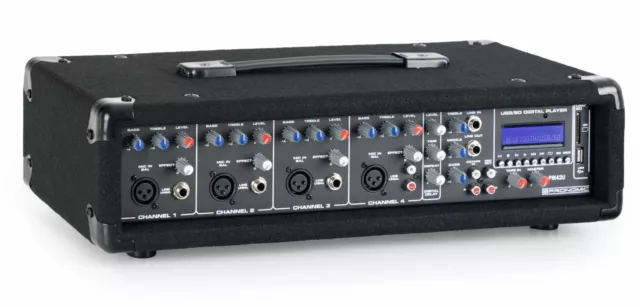 4-Kanal DJ PA Power Mischer Misch Verstärker Mixer USB SD MP3 Player Effektgerät