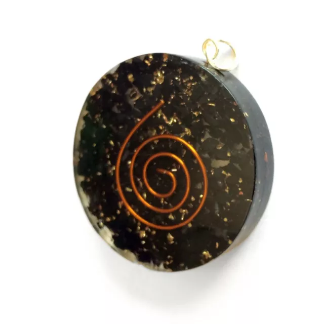 Shungite Crystal Orgonite Pendant Copper Spiral Orgone Handmade Necklace Reiki