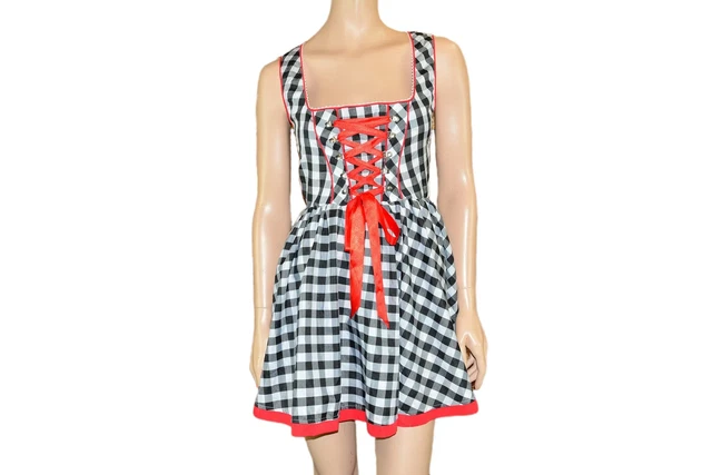 Dirndl dress mini Vintage plaid Oktoberfest dress