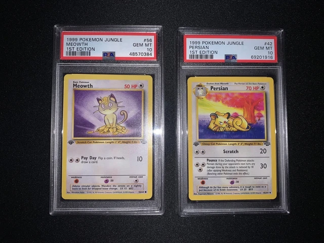 1999 Pokemon Jungle Meowth 56/64 Persian 42/64 1st Edition PSA 10 Gem Mint