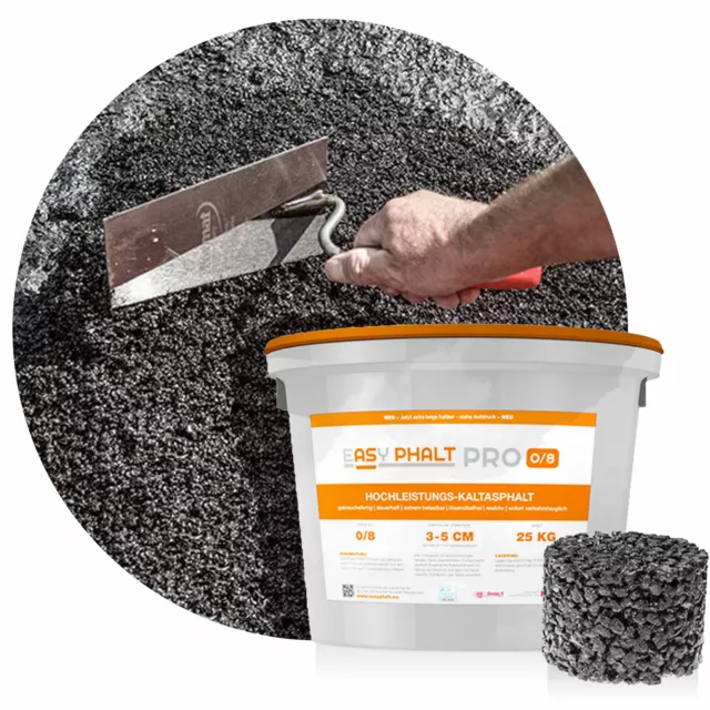 EASYPHALT® PRO Kaltasphalt 0-8 mm 100 kg Asphalt Reparaturasphalt Kaltmischgut