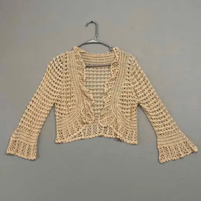 Cardigan Women's Knit Sweater Bell Sleeve Ruffle Boho
