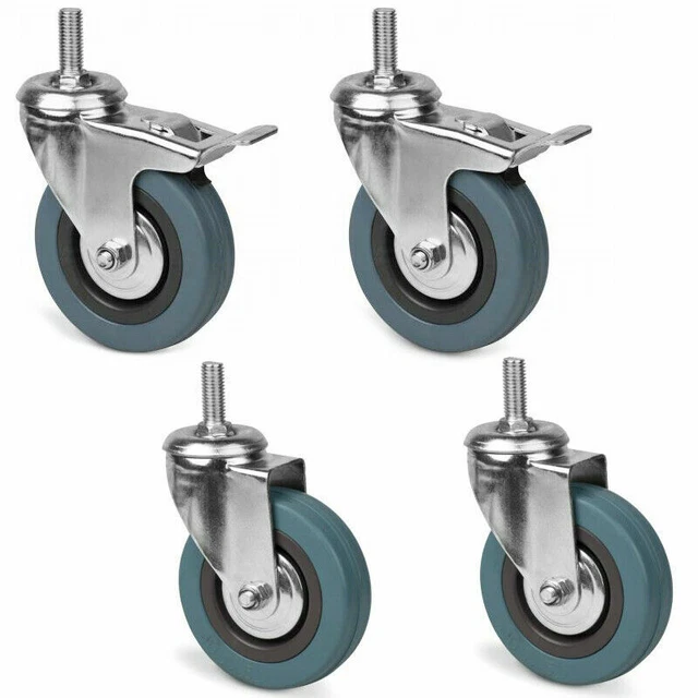 4 x 80 mm SL 140kg / Rad Blue Wheels Bockrollen starr Transportrollen