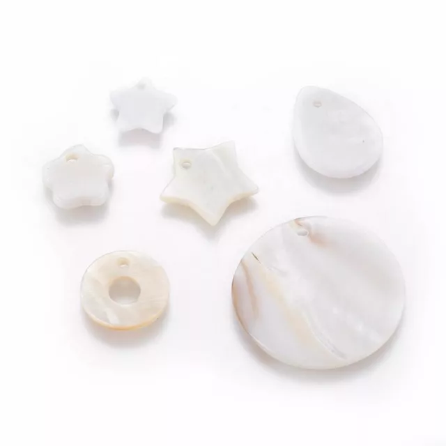 Muschel Anhänger Set Charms Stern Tropfen Rund Blume Donut 6 Stück / Set