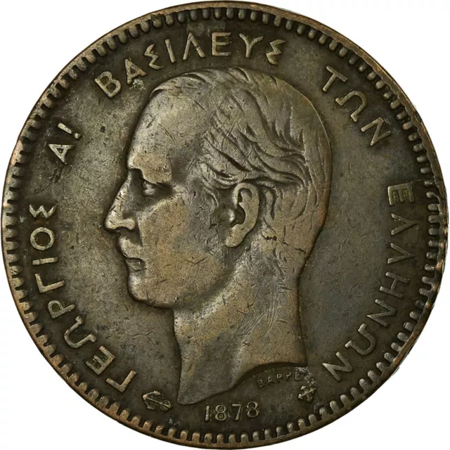 [#676731] Coin, Greece, George I, 10 Lepta, 1878, VF, Copper, KM:55
