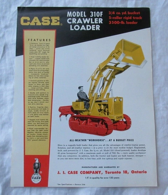 CASE MODEL 310F utility crawler loader specification sheet brochure £8.