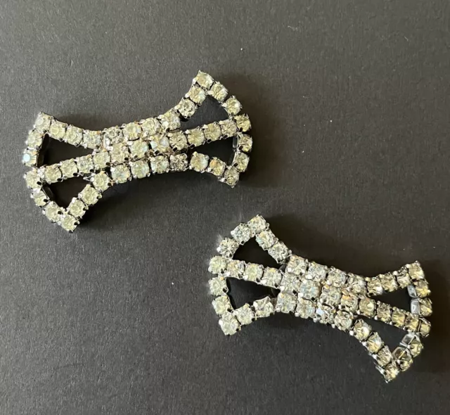 VINTAGE MUSI SIGNED Rhinestone Shoe Clips Nice Sparkling $28.00 - PicClick