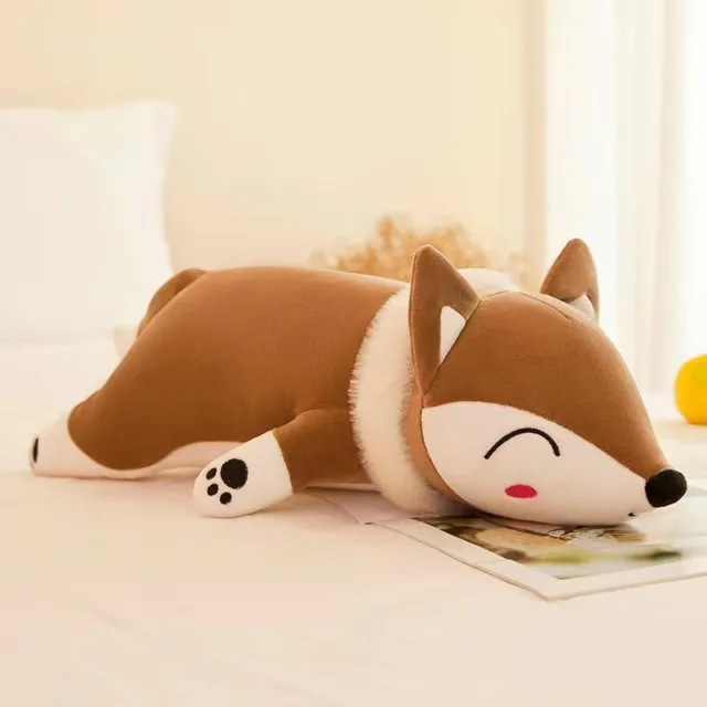 Stuffed Animals Hugging Pillow Brown Fox with "I Love You" Quote on Collar 20"