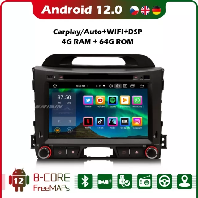 8-Kern Android 12 DAB+ Autoradio Navi DSP Für Kia Sportage 3 SL DSP GPS DVD 64GB