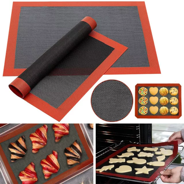 Non-Stick Silicone Baking Mat Pad, 42*29.5cm Baking Sheet Glass Fiber