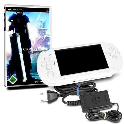 Psp E1004 Console Blanc/Blanc # 50A +Câble Du Chargeur + Crisis Core Final