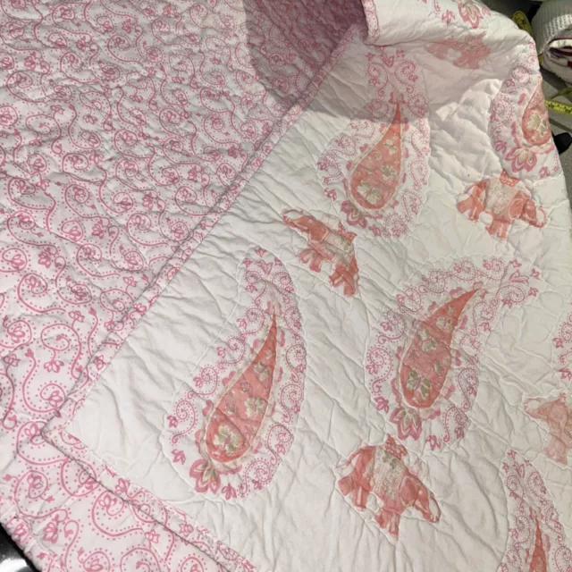 Edredón para cuna de granero de cerámica rosa SHANGHAI cachemira reversible, elefantes algodón 38x51