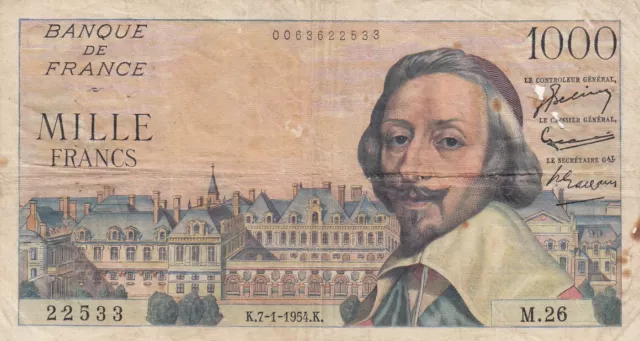 1000 Francs Richelieu - 07-01-1954 - Série M.26