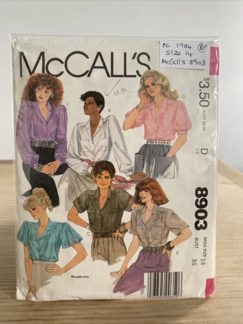 Vintage 1984 McCall’s Sewing Pattern 8903 - Blouses X 5  - Size 14