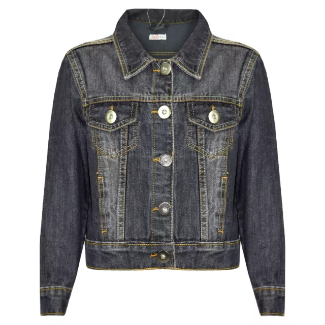 Bambine Nero Designer Jeans Stile Giacche Jeans Moda Giacca Cappotti 3-13 Anni