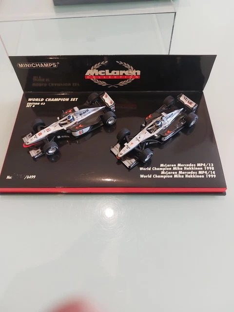 Coffret  Minichamps F1 McLaren Mika Hakkinen MP 4/13 98 et MP4 /14 99 ech 1/43