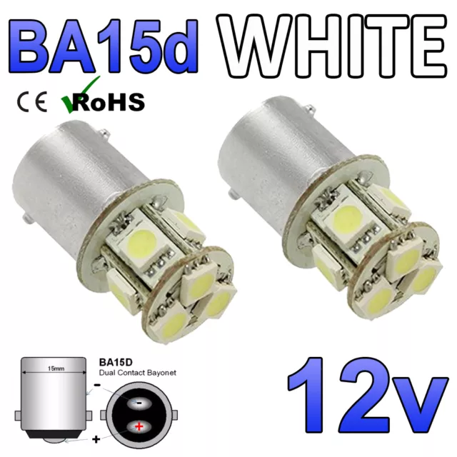 2 X 12v Blanc Froid BA15D 8 SMD LED Taxi Toit Signe Ampoules 209