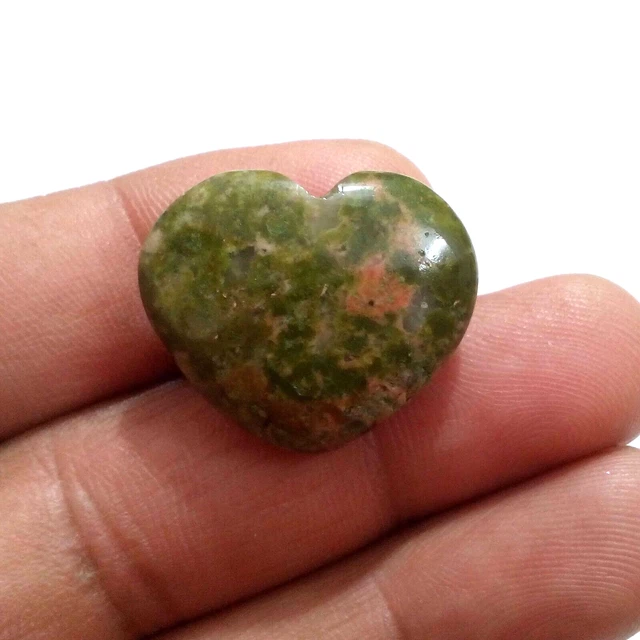 Bellissimo cabochon a forma di cuore in diaspro Unakite 42 Crt Gemma...