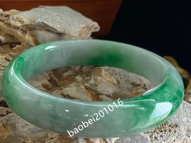 52mm(Grade A)Myanmar Natural Grade A Green Jadeite Jade Bangle+Certificate 7943