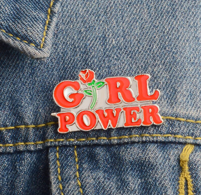 Women Girls Power Rose Flower  Pin Badge Brooch Jewelry Feminist Feminism