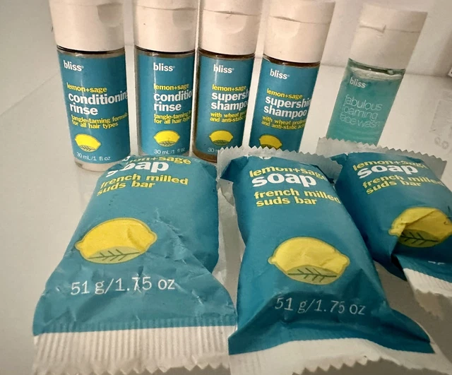 Bliss  2 x Conditioner 3 x Seife 2x  Shampoo 1 x Exfoliator