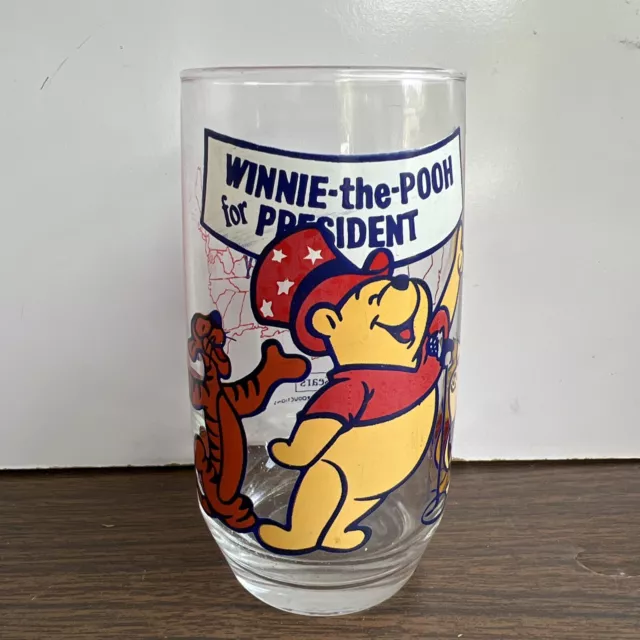 Vintage Winnie the Pooh for President Glass (Sears) Tigger Piglet Pooh! Country