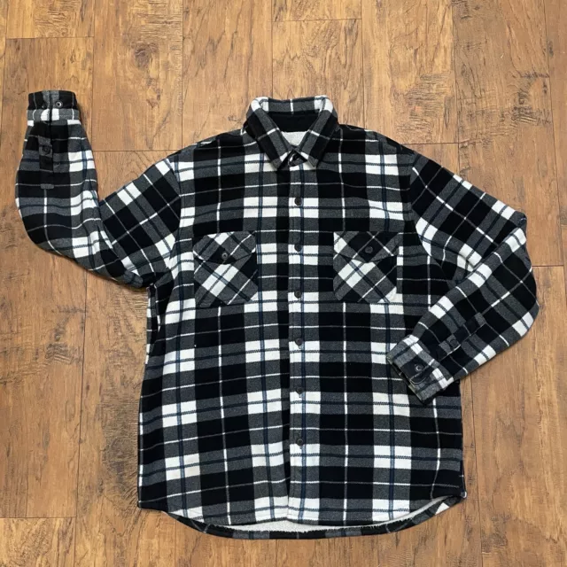 freedom foundry sherpa lined fleece plaid jacket blue white black large