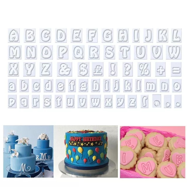 64pcs Plastic Alphabet Number Letter Icing Cutter Mold Fondant Cake Decorations