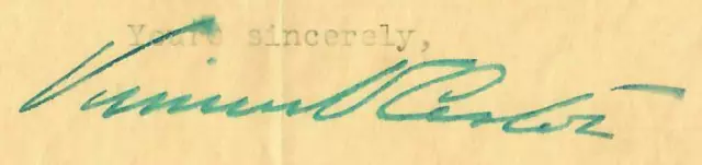 RARE! "Philanthropist" Vincent Astor Clipped Signature