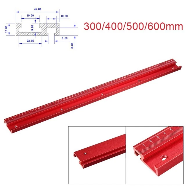 45 Tipo Scanalatura a T Mitra Pista Con Scala T-Track Rosso Lega Alluminio