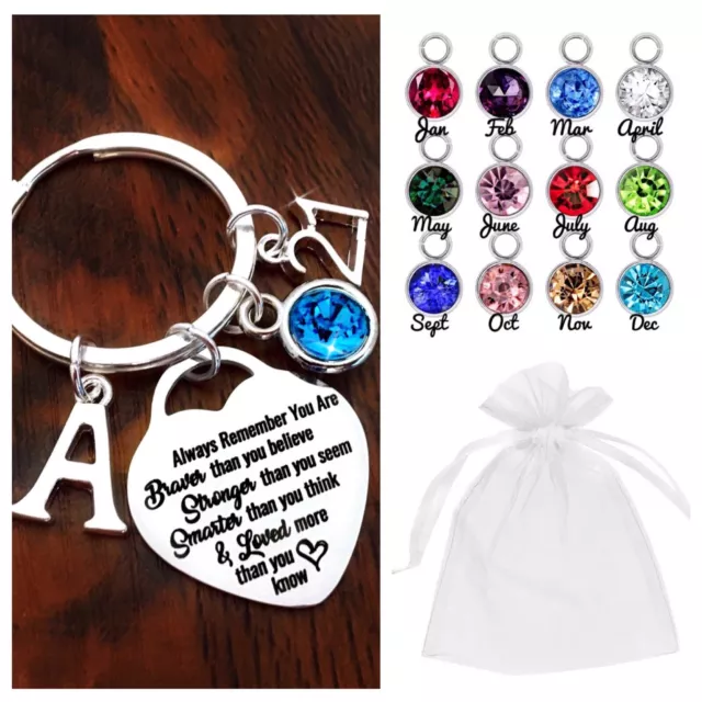 16th 18th 21st BIRTHDAY GIFTS KEYRING 40th 50th 60th BIRTHSTONE INITIAL Gift