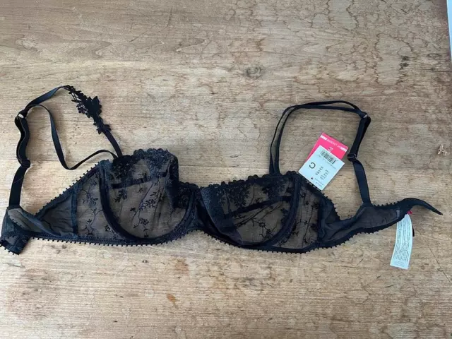 Passionata White Nights Balconette Bra 36C Black lace NWT  BLACK LACE