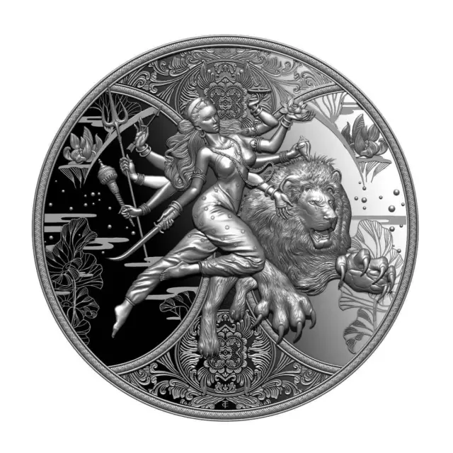 2024 Cameroon Hindu Goddess Durga 1oz Silver High Relief BU Coin