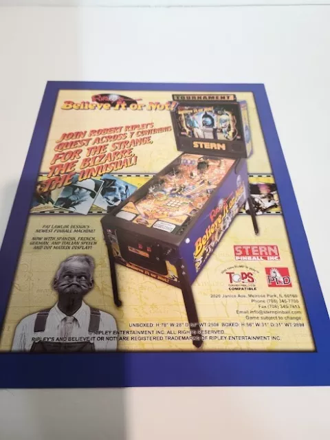 Flyer STERN  RIPLEYS BELIEVE IT OR NOT  PINBALL advertisement original see pic