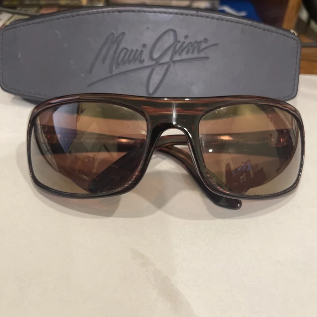 Maui Jim Sunglasses MJ202-10 Peahi Brown Wood Grain Frames Brown Lenses 711