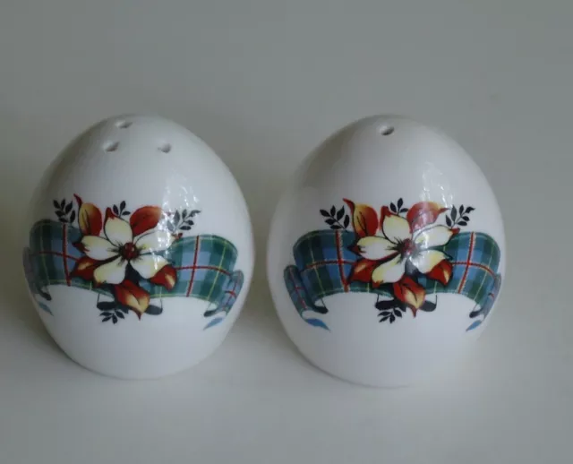 Vintage Sandford England Salt & Pepper Shakers *British Columbia Tartan Pattern