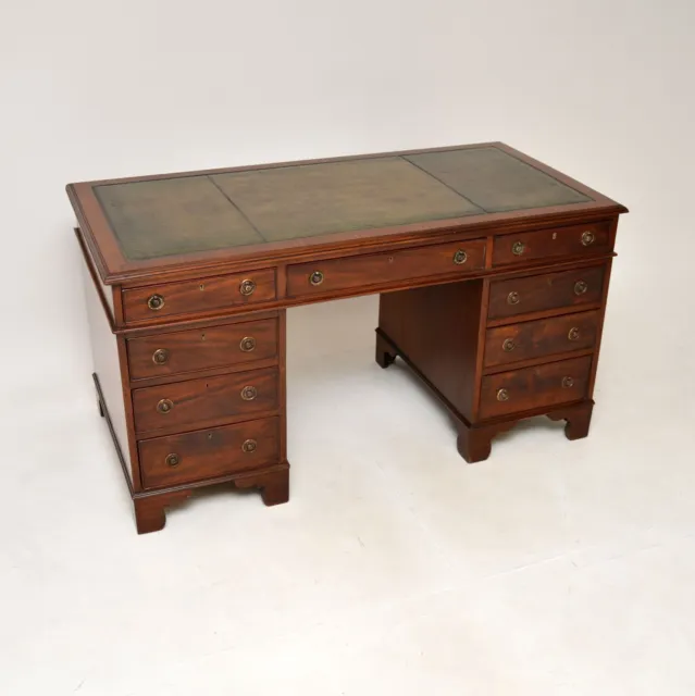 Antique Georgian Mahogany Leather Top Pedestal Desk