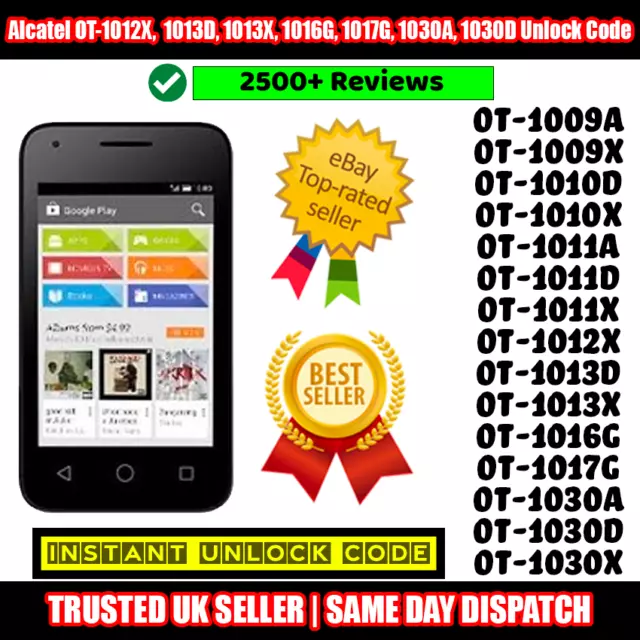 Alcatel OT-1009A, 1009X, 1010D, 1010X, 1011A, 1016G, 1017G Unlock Code Instant